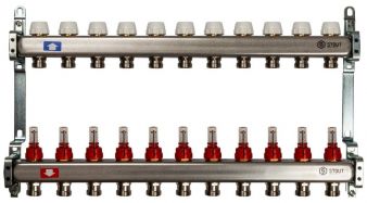 Коллектор STOUT из нержавеющей стали 11 вых. с расходомерами /SMS 0917 000011/