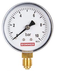 Манометр ROMMER 10 бар радиальный Корпус Dn 63 мм 1/4″ кл.2.5 /RIM-0010-631008/