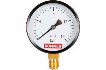 Манометр ROMMER 16 бар радиальный Корпус Dn 80 мм 1/2″ кл.2.5 /RIM-0010-801615 /