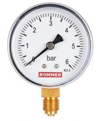 Манометр ROMMER 6 бар радиальный Корпус Dn 63 мм 1/4″ кл.2.5 /RIM-0010-630608 /