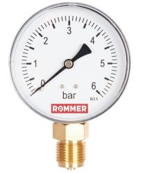 Манометр ROMMER 6 бар радиальный корпус Dn 80 мм 1/2″ /RIM-0010-800615/