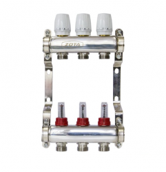Коллектор нерж. ZOTA 3 выхода с расходомерами /48307/ (упаковка 8 шт)