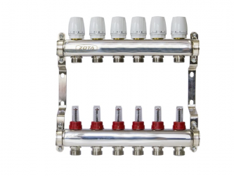 Коллектор нерж. ZOTA 6 выходов с расходомерами /48310/ (упаковка 5 шт)