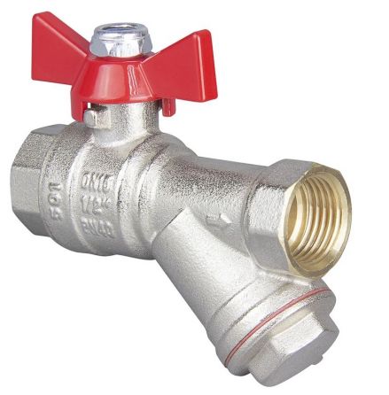 Кран шаровой с фильтром Вн-Вн 1/2″ бабочка TEBO (упак. 7/56) /КШ.Ф501.12КБ/ - основной вид