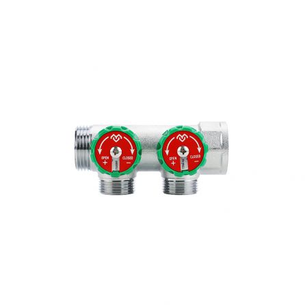 Коллектор регулирующий Varmega 1″х3/4″ евроконус 2 выхода хром / VM146332 - основной вид