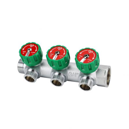 Коллектор регулирующий Varmega 3/4″х1/2″ 3 выхода хром / VM14603/ - основной вид