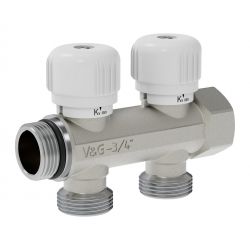 Коллектор регулирующий 3/4″ х 3/4″ евроконус 2 выхода VALOGIN (упак.12шт) / VG-901101/