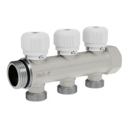 Коллектор регулирующий 1″ х 3/4″ евроконус 3 выхода VALOGIN (упак. 7шт) / VG-901302/