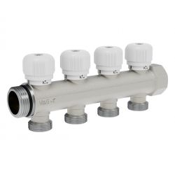 Коллектор регулирующий 1″ х 3/4″ евроконус 4 выхода VALOGIN (упак. 6шт) / VG-901303/
