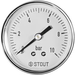 Манометр аксиальный 10 бар Корпус Dn 50 мм 1/4″ STOUT /SIM-1009-501008/