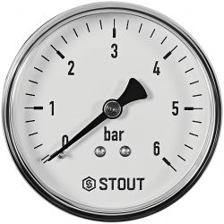Манометр аксиальный 6 бар Корпус Dn 63 мм 1/4″ STOUT /SIM-1009-630608/