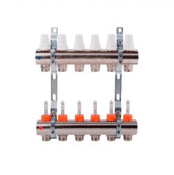 Коллектор для отопления пола с расход. руч. регулир. K013 1″х 6 (87К013PK06)