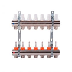 Коллектор для отопления пола с расход. руч. регулир. K013 1″х 7 (87К013PR06)